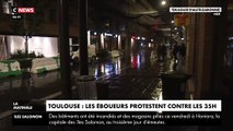 Dans toute la métropole de Toulouse, les éboueurs protestent contre l'obligation pour tous les agents des collectivités territoriales de passer aux 35 heures par semaine