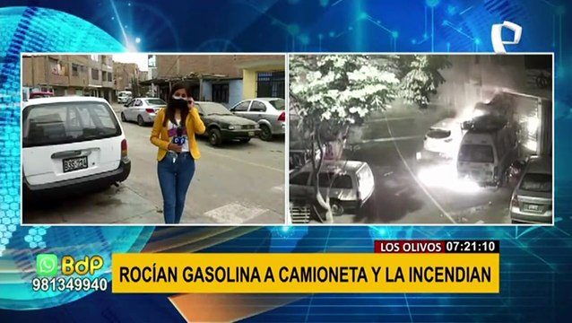 Los Olivos: presuntos extorsionadores rocían gasolina a camioneta y la incendian