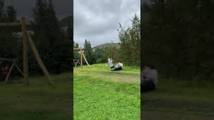 Dad Reflex Saves Son From Brother on Zipline