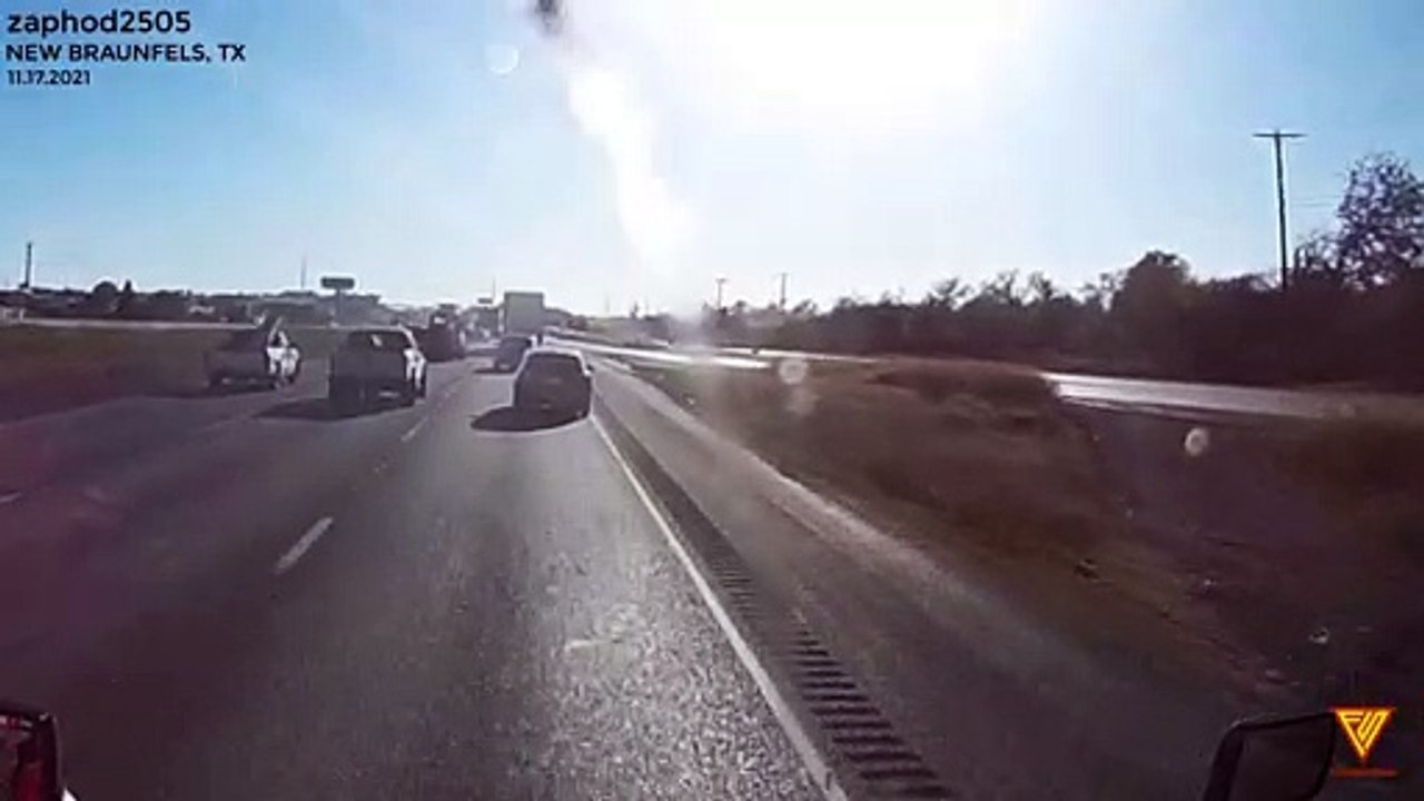 Car exited right into the side of a truck. 11.17.2021 — NEW BRAUNFELS, TX
