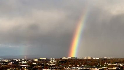 Majestic double rainbow arches over nation's capital