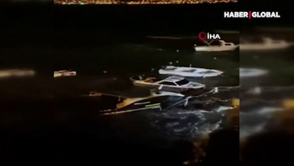 Kenti etkisi altına alan fırtına tekneleri batırdı
