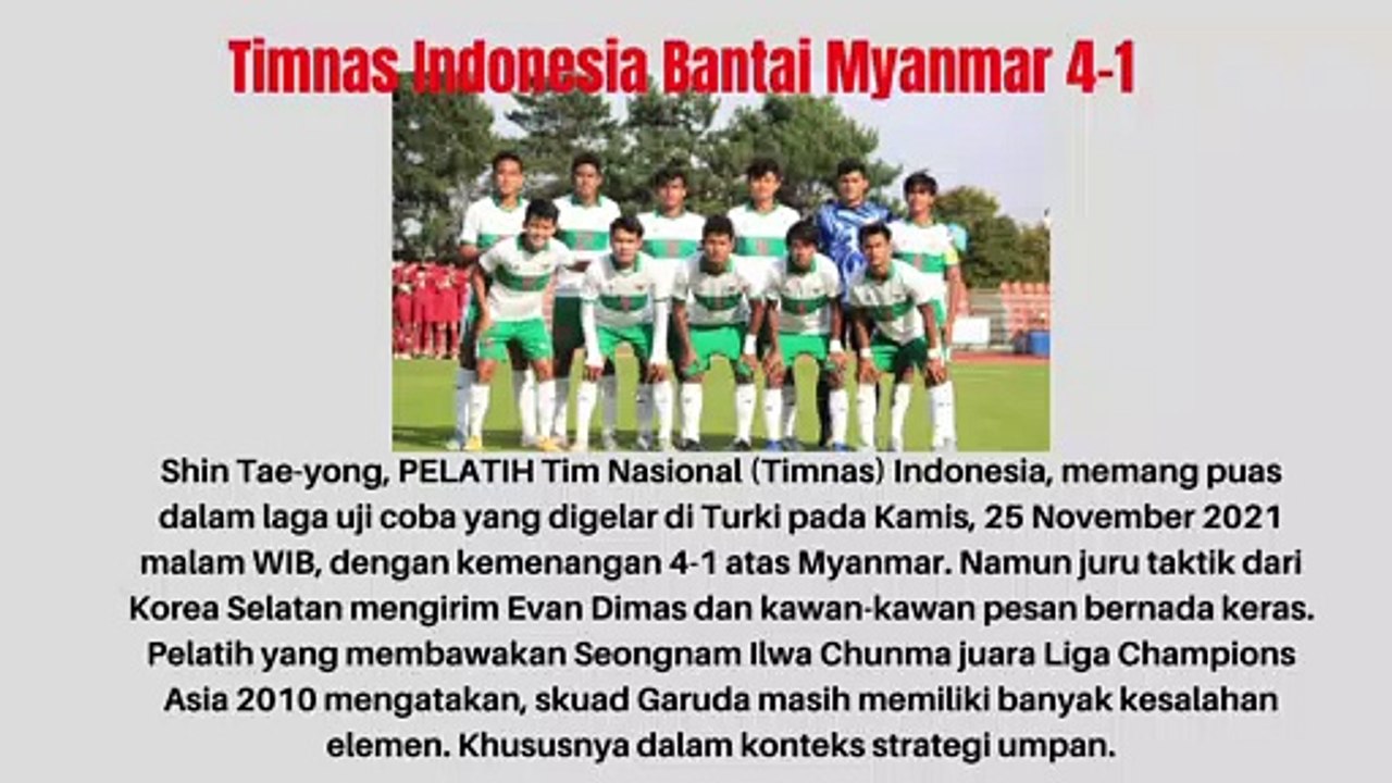 Timnas Indonesia Bantai Myanmar 4-1