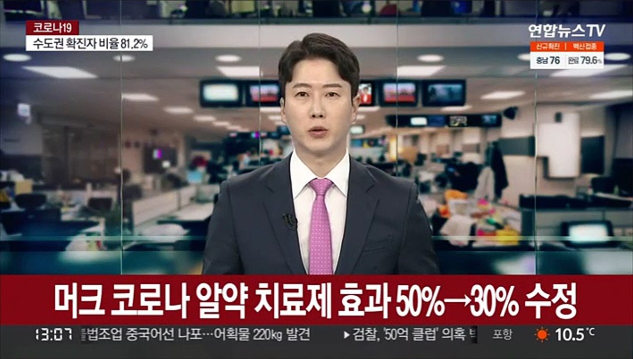 머크 코로나19 알약 치료제 효과 50%→30% 수정