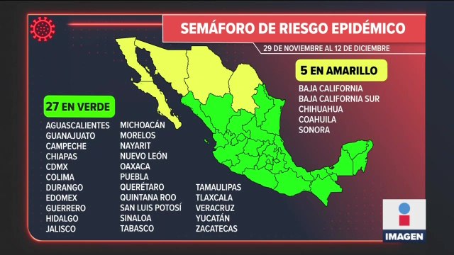Cuatro estados regresan a amarillo en semáforo epidemiológico
