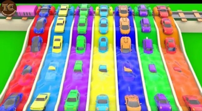 Colours Learning Colors for Children with Super Sports Cars Coloring Slides Tracks