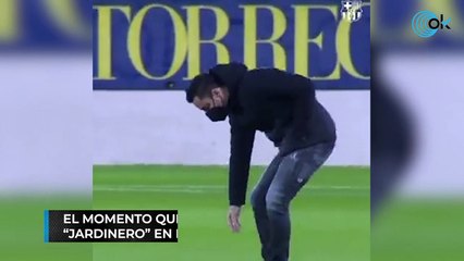 El vídeo que todos esperaban: Xavi hizo de 'jardinero' en La Cerámica