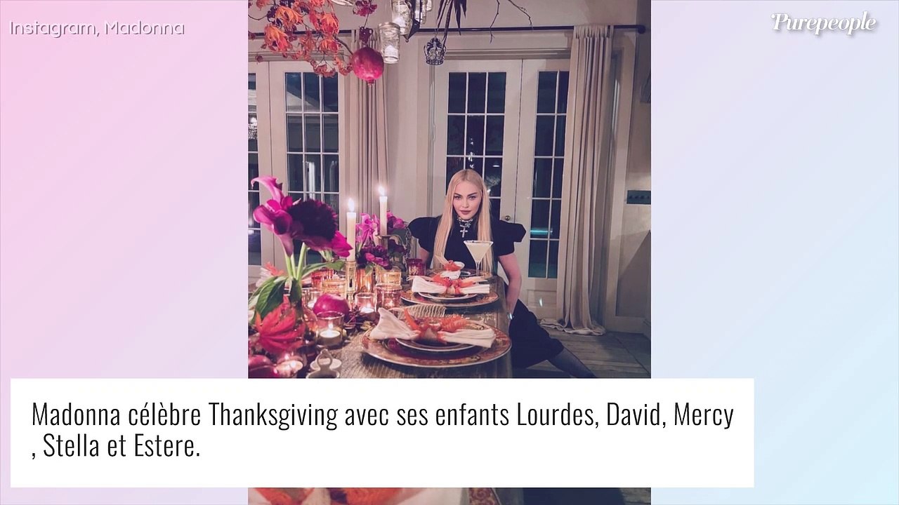 Madonna avec presque tous ses enfants : festin et fête en famille pour Thanksgiving