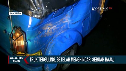 Ini Kronologi Truk Terguling Setelah Menghindari Sebuah Bajaj di Grogol
