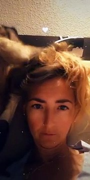 Getting groomed before bed! People get offended when she tries to groom their heads! I think they are embarrassed like they are dirty but it’s just their nature haha! We are just part monkey and use to being picked