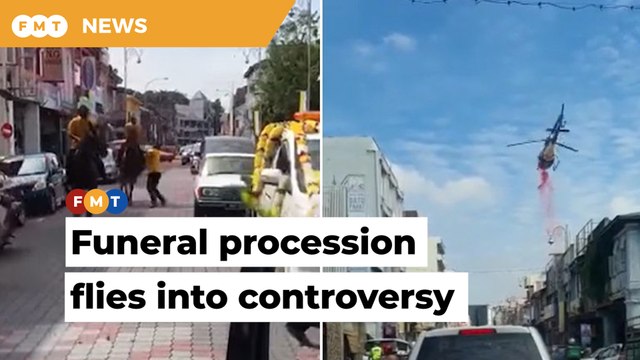Police probing funeral procession involving helicopter, horses