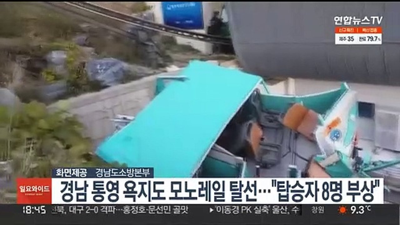경남 통영 욕지도 모노레일 탈선…"탑승자 8명 부상"