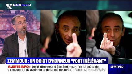 "Personne ne l'accepte": Robert Ménard pense qu'Éric Zemmour a dû avoir "honte de lui" après son doigt d'honneur