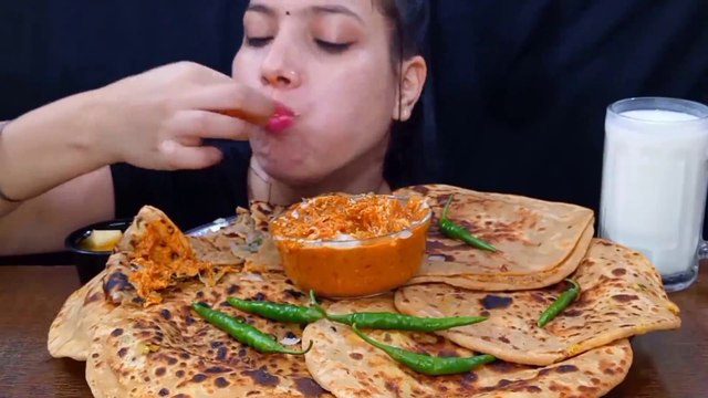 Asmr Eating Butter Chaap Masala, Aloo Pyaj Prantha, Pyaj Prantha, Aloo Prantha, Gobi & Rajma Prantha, Foodie JD