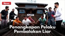 POLRES MERANTI TANGKAP 4 PELAKU ILEGAL LOGGING DI PERAIRAN DESA CENTAI !!