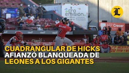 Cuadrangular de Hicks afianzó blanqueada de Leones a los Gigantes