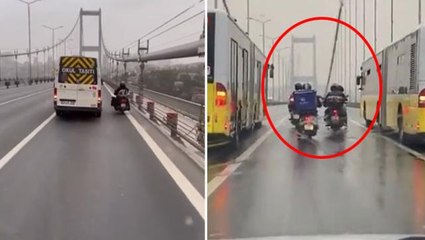 "Helal olsun" dedirten anlar! Şiddetli fırtınada metrobüsler motosikletli kuryelere siper oldu