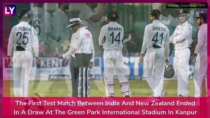 IND vs NZ Stat Highlights 1st Test 2021 Day 5: Both Sides Settle for a Draw As Bad Light Stops Play