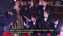 Messi vuelve a dar la nota con el traje y viste a sus tres hijos igual que él