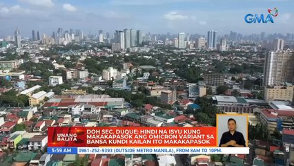 DOH. Sec. Duque: Hindi na isyu kung makakapasok ang Omicron variant sa bansa kundi kailan ito makakapasok | UB