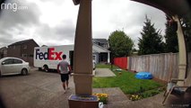 FedEx Delivery Guy Does Push-Ups in Driveway