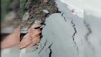 Ordu'da heyelan anı ve yaşanan panik kamerada