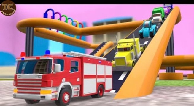 Learn Colors for Children with Street Vehicle Spray Coloring Multi Level Track Parking 3D Cars Kids