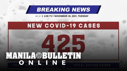 DOH reports 425 new cases, bringing the national total to 2,832,734, as of NOVEMBER 30, 2021