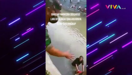 Aksi Polisi Tangkap Bandar Narkoba yang Nekat Nyebur Sungai