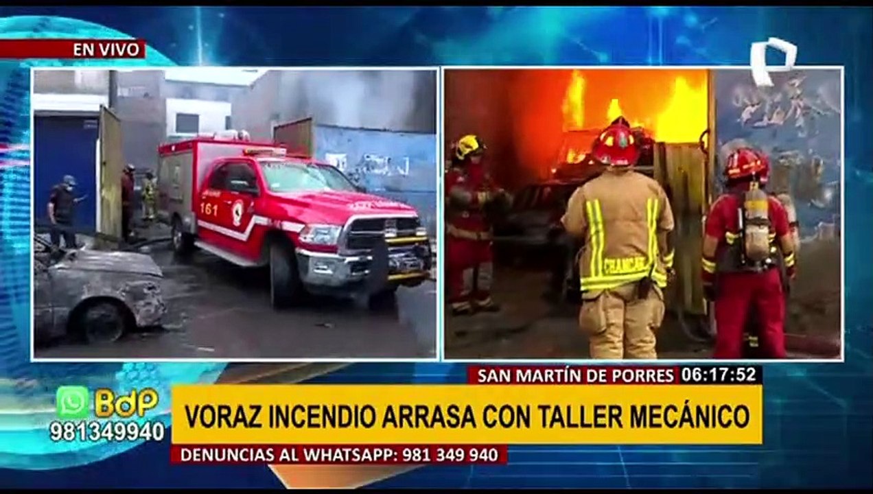 Pánico en SMP: incendio de grandes dimensiones se registra en taller mecánico