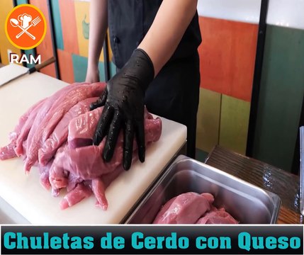 Chuletas de Cerdo con Queso y Langostino