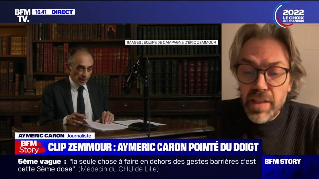 Il est curieux qu'un candidat choisisse de jeter à la vindicte des noms : Aymeric Caron réagit à son apparition dans le clip d'Éric Zemmour