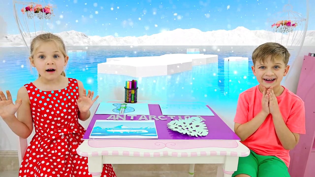 Diana and Roma pretend to travel continents and help animals find their home  Animal Habitats.