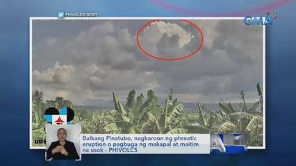 Bulkang Pinatubo, nagkaroon ng phreatic eruption o pagbuga ng makapal at maitim na usok - PHIVOLCS | Saksi