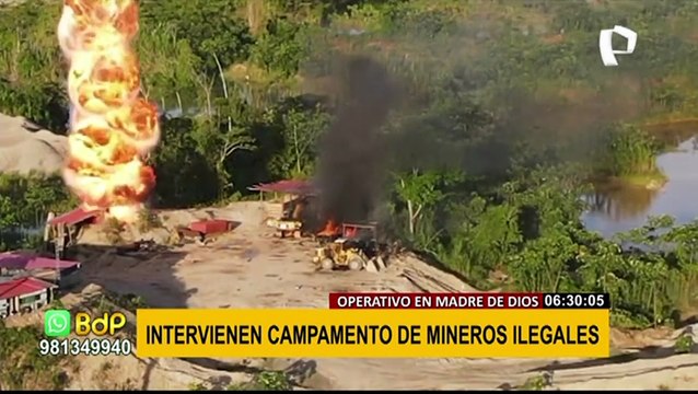 Autoridades intervienen campamento de minería ilegal en Madre de Dios