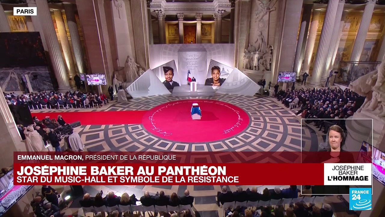 Emmanuel Macron rend hommage à Joséphine Baker lors de son entrée au Panthéon