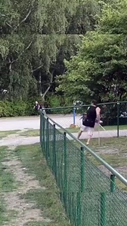 Man Does Parkour with Crutches
