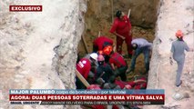 Desabamento em construção deixa três pessoas soterradas na Grande SP. Duas já foram resgatadas e o Corpo de Bombeiros atua para salvamento