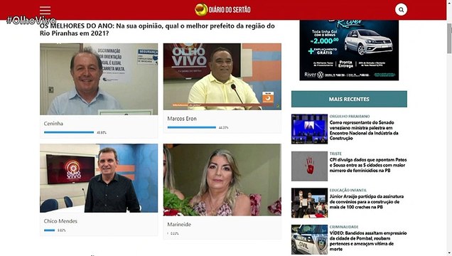 Prefeito vence enquete do Diário do Sertão e se destaca na região de Cajazeiras