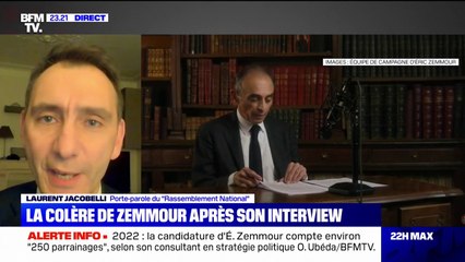 Laurent Jacobelli à propos d'Éric Zemmour: "C'est étonnant de voir un candidat s'énerver à la moindre occasion"