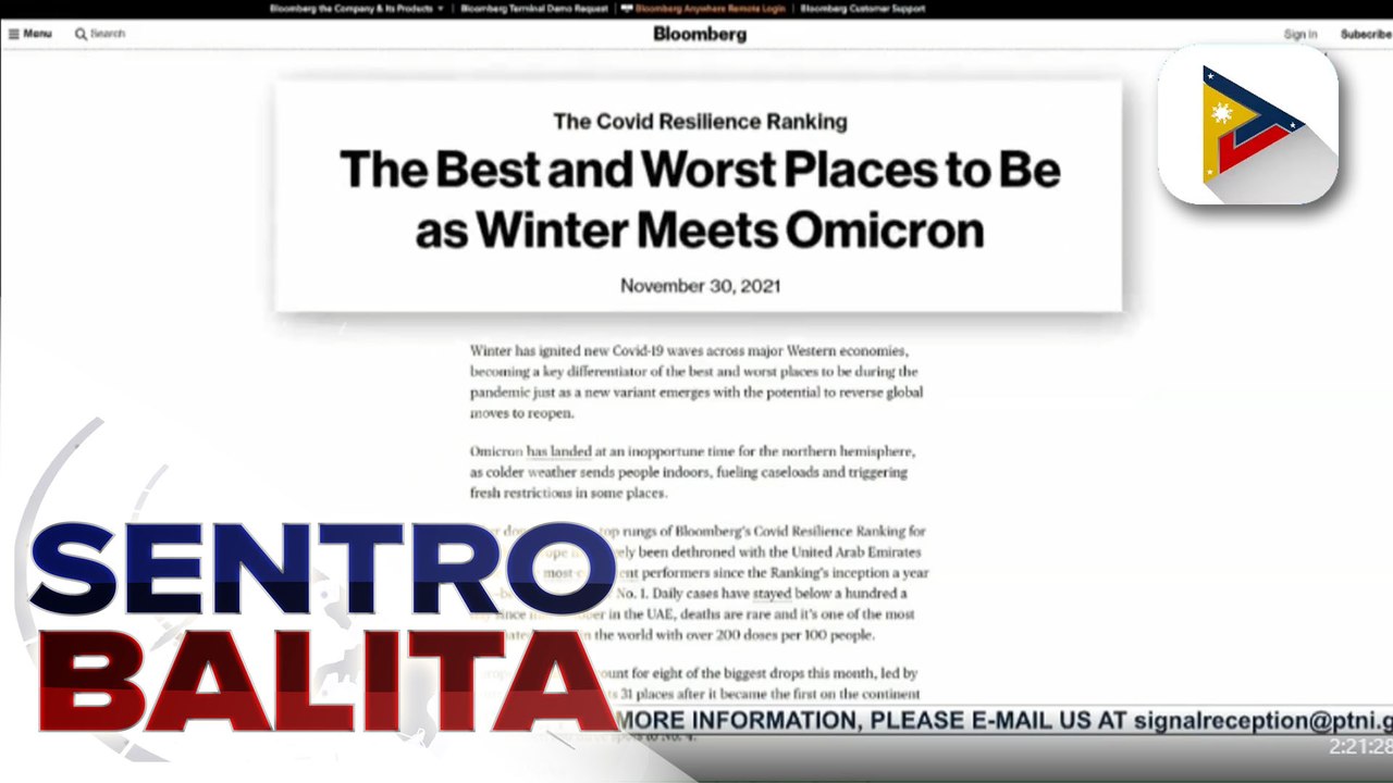 Ilang opisyal ng gobyerno, inalmahan ang bagong COVID-19 resilience ranking ng Bloomberg; COVID-19 situation ng bansa, bumubuti at patunay umano ang patuloy na pagbaba ng bilang ng mga kaso