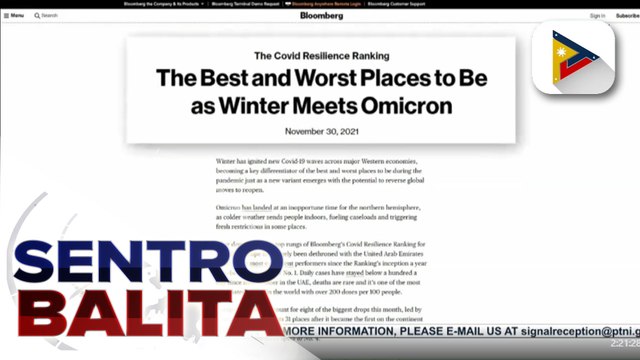 Ilang opisyal ng gobyerno, inalmahan ang bagong COVID-19 resilience ranking ng Bloomberg; COVID-19 situation ng bansa, bumubuti at patunay umano ang patuloy na pagbaba ng bilang ng mga kaso