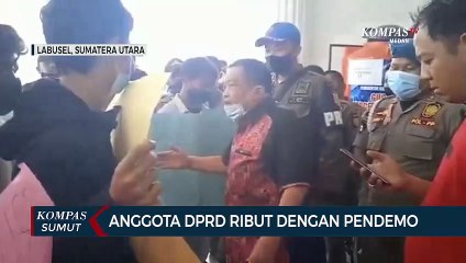 Pendemo di Labuhan Batu Selatan Ribut dengan Anggota DPRD