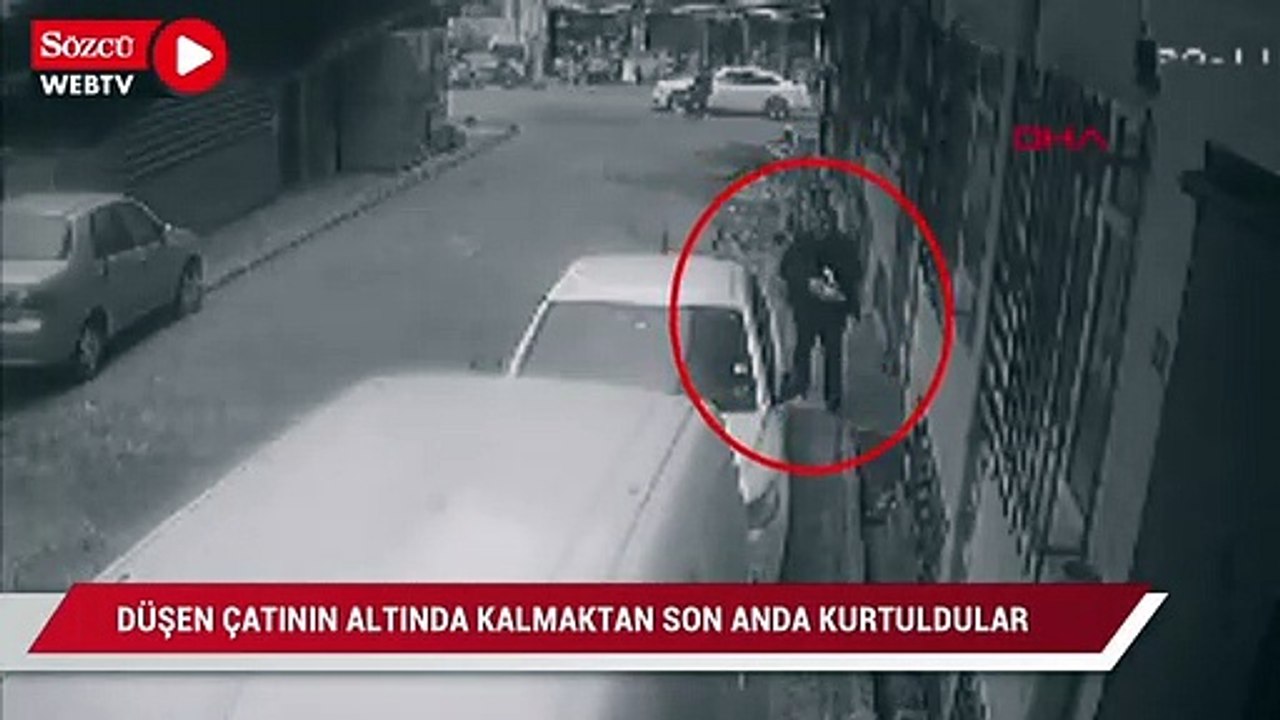 Sultangazi'de lodosun etkisyle düşen çatının altında kalmaktan son anda kurtuldular