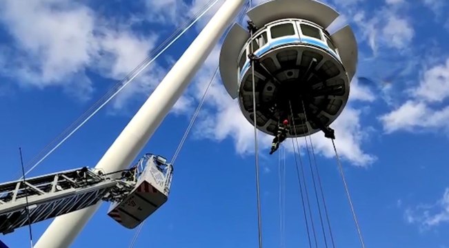 Genova - Addestramento dei Vigili del Fuoco per evacuazione ascensore panoramico Bigo (01.12.21)