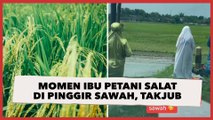 Viral Momen Ibu-ibu Petani Salat di Pinggir Sawah, Publik Takjub: Adem