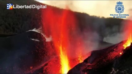 La nuevas bocas eruptivas continúan activas en la zona norte del volcán de La Palma