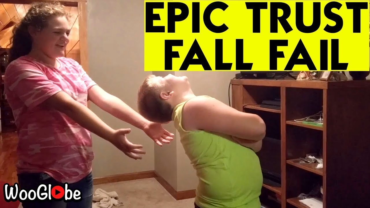 'When you're willing to do anything but trust your sibling *HILARIOUS Trust Fall fail*'