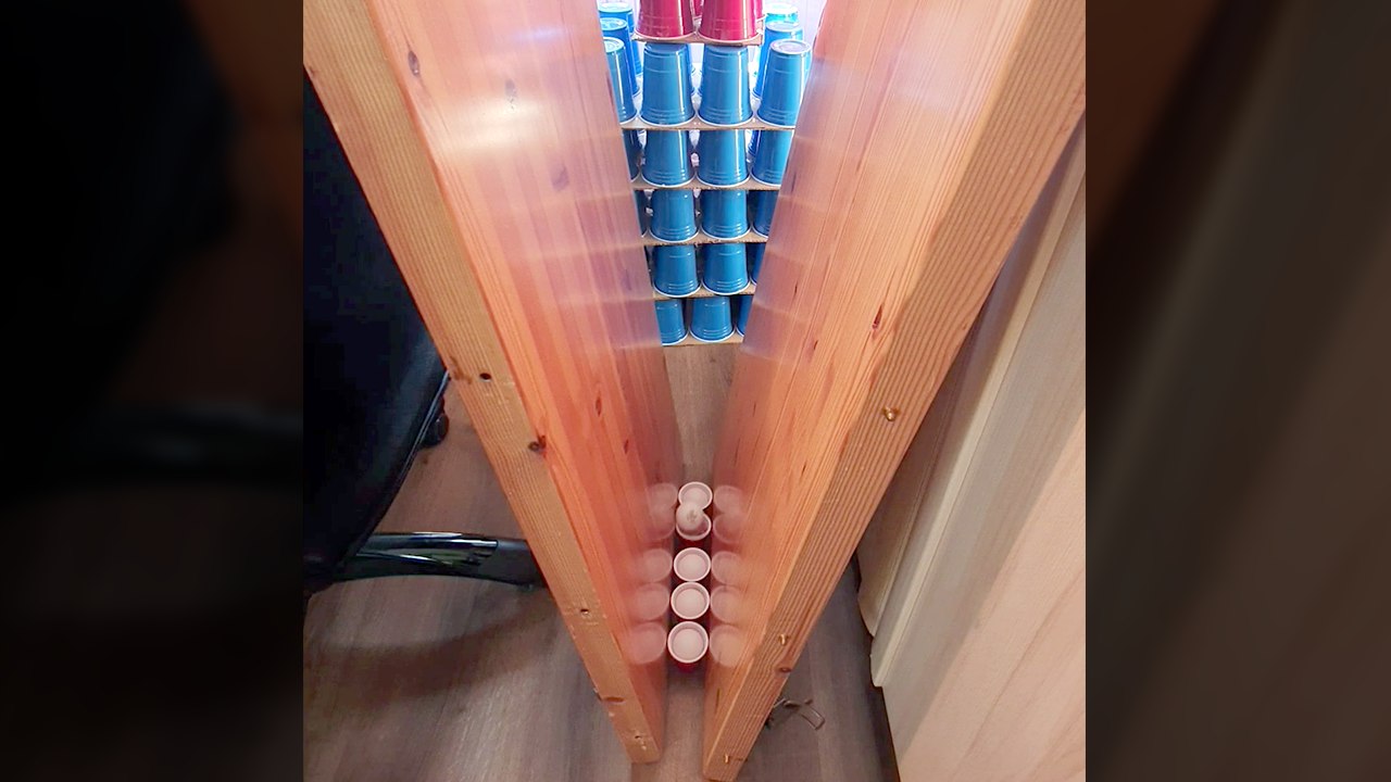 'Ain't nothing more satisfying & cooler than this 5-cup, 5-ball ping pong trick shot'
