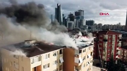 5 katlı binada yangın paniği! Çatıda mahsur kaldı